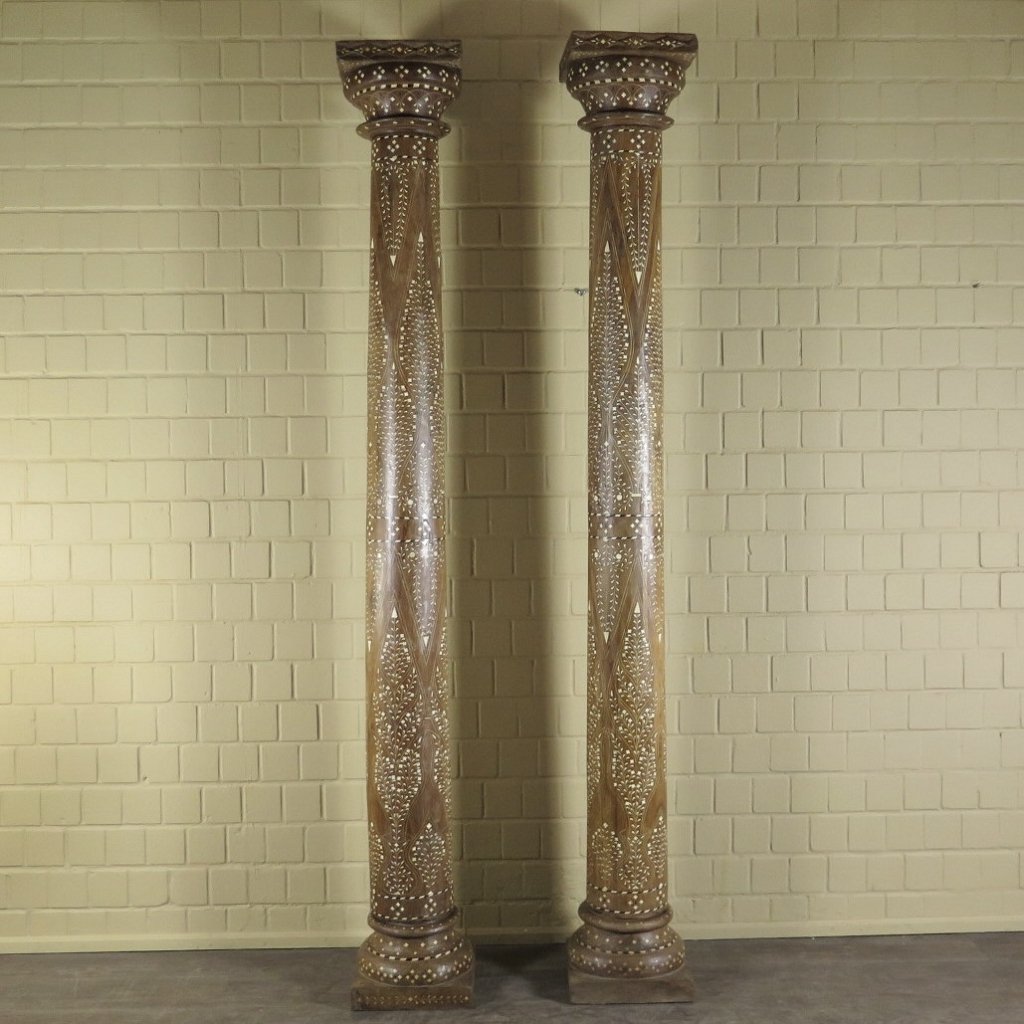 Säulen Säule Pfeiler 1910 Teakholz Set