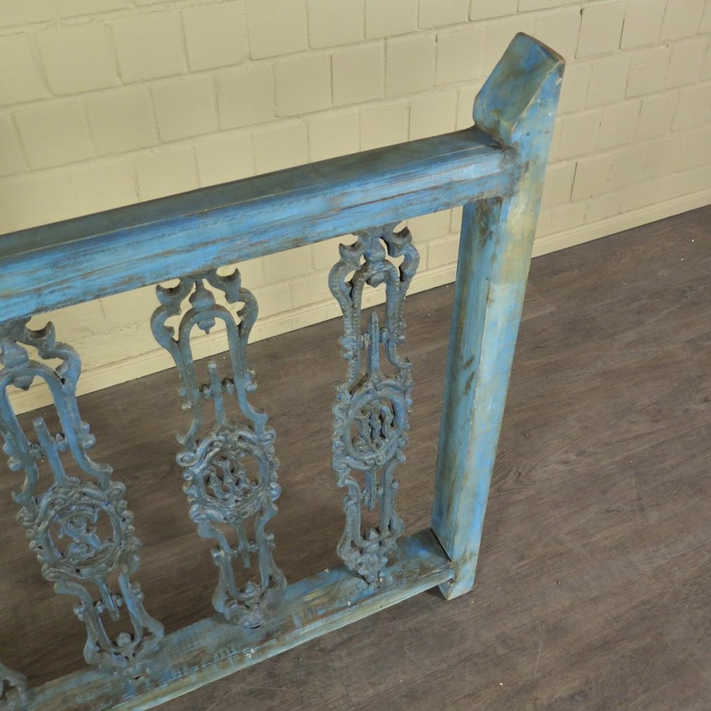 Balustrade 1,51 m Antik 1900 Teakholz Schmiedeeisen