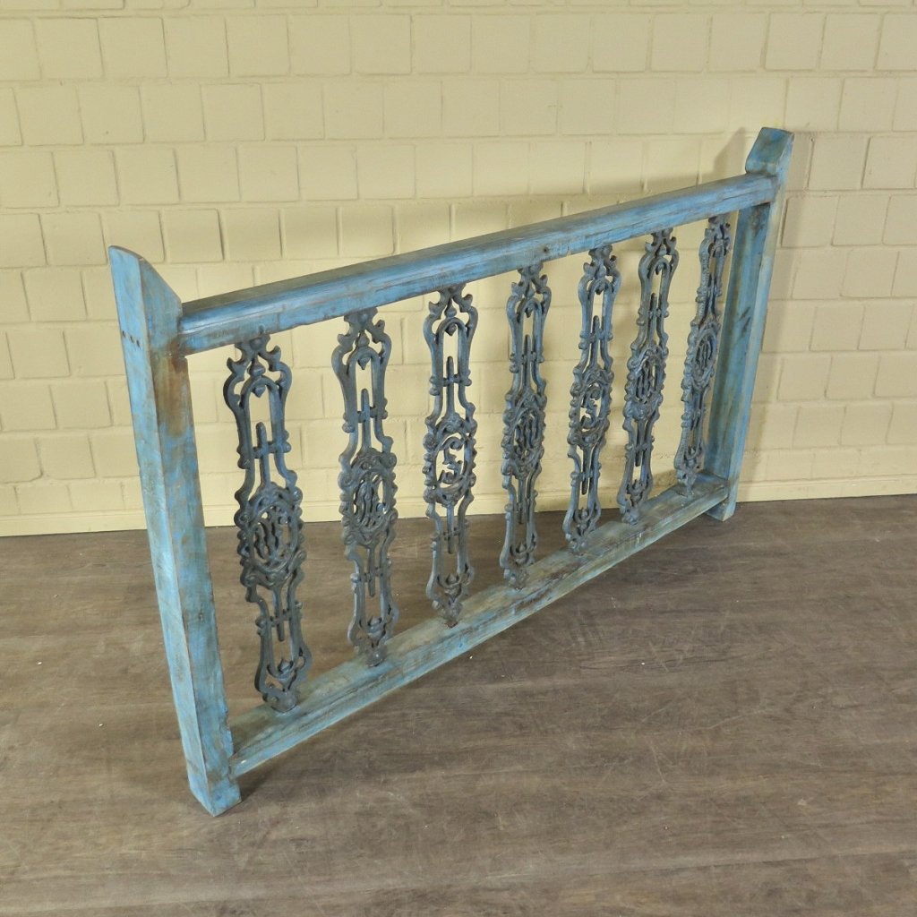 Balustrade 1,51 m Antik 1900 Teakholz Schmiedeeisen