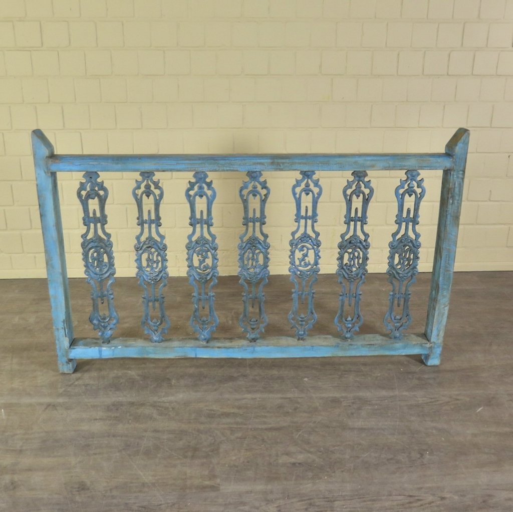 Balustrade 1,51 m Antik 1900 Teakholz Schmiedeeisen