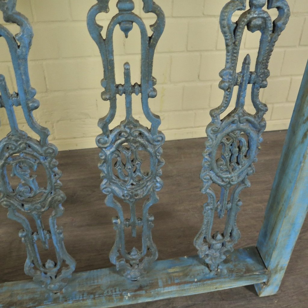 Balustrade 1,51 m Antik 1900 Teakholz Schmiedeeisen
