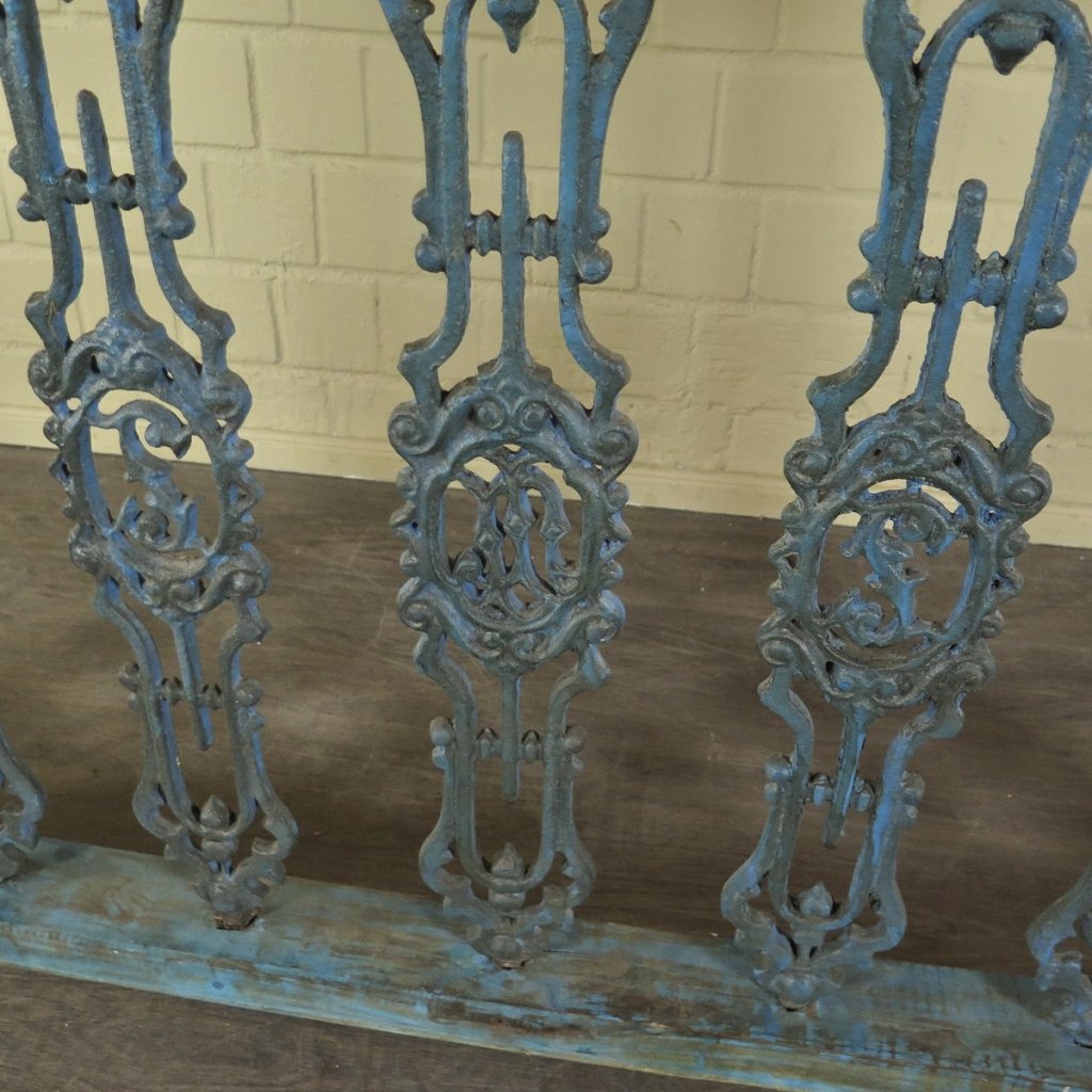 Balustrade 1,51 m Antik 1900 Teakholz Schmiedeeisen
