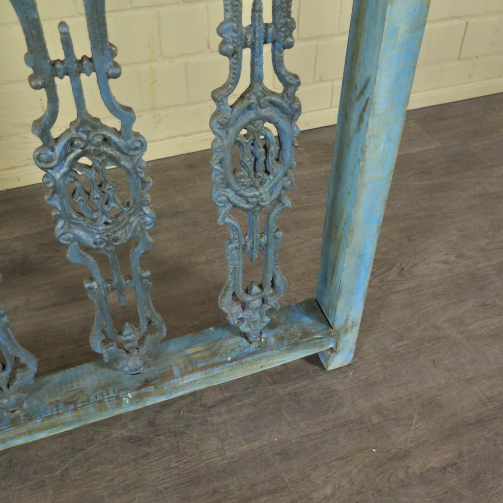 Balustrade 1,51 m Antik 1900 Teakholz Schmiedeeisen