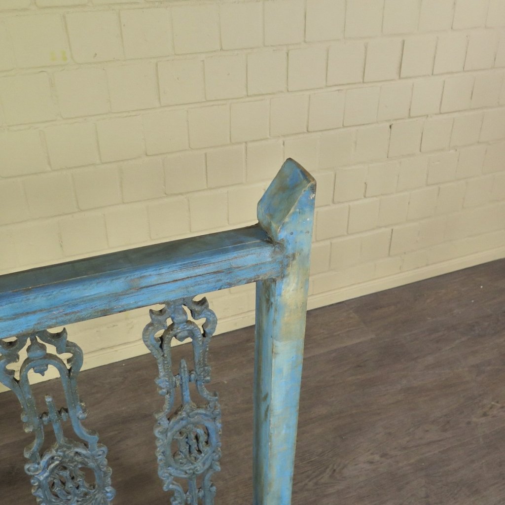Balustrade 1,51 m Antik 1900 Teakholz Schmiedeeisen