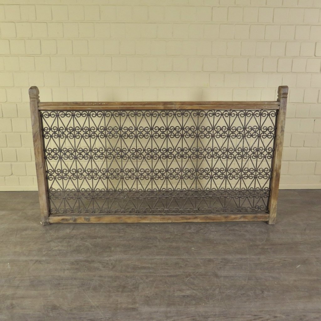 Balustrade 1,68 m Antik 1900 Teakholz Schmiedeeisen