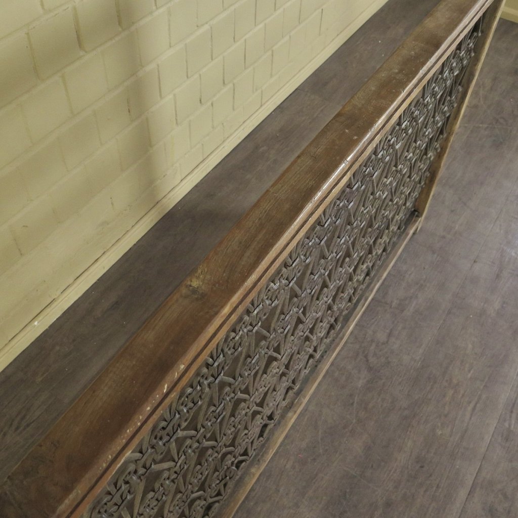 Balustrade 1,68 m Antik 1900 Teakholz Schmiedeeisen