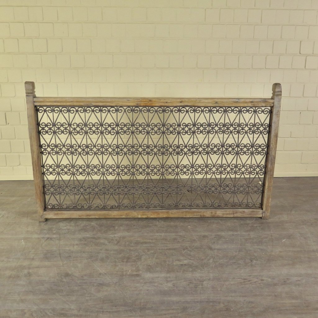 Balustrade 1,68 m Antik 1900 Teakholz Schmiedeeisen