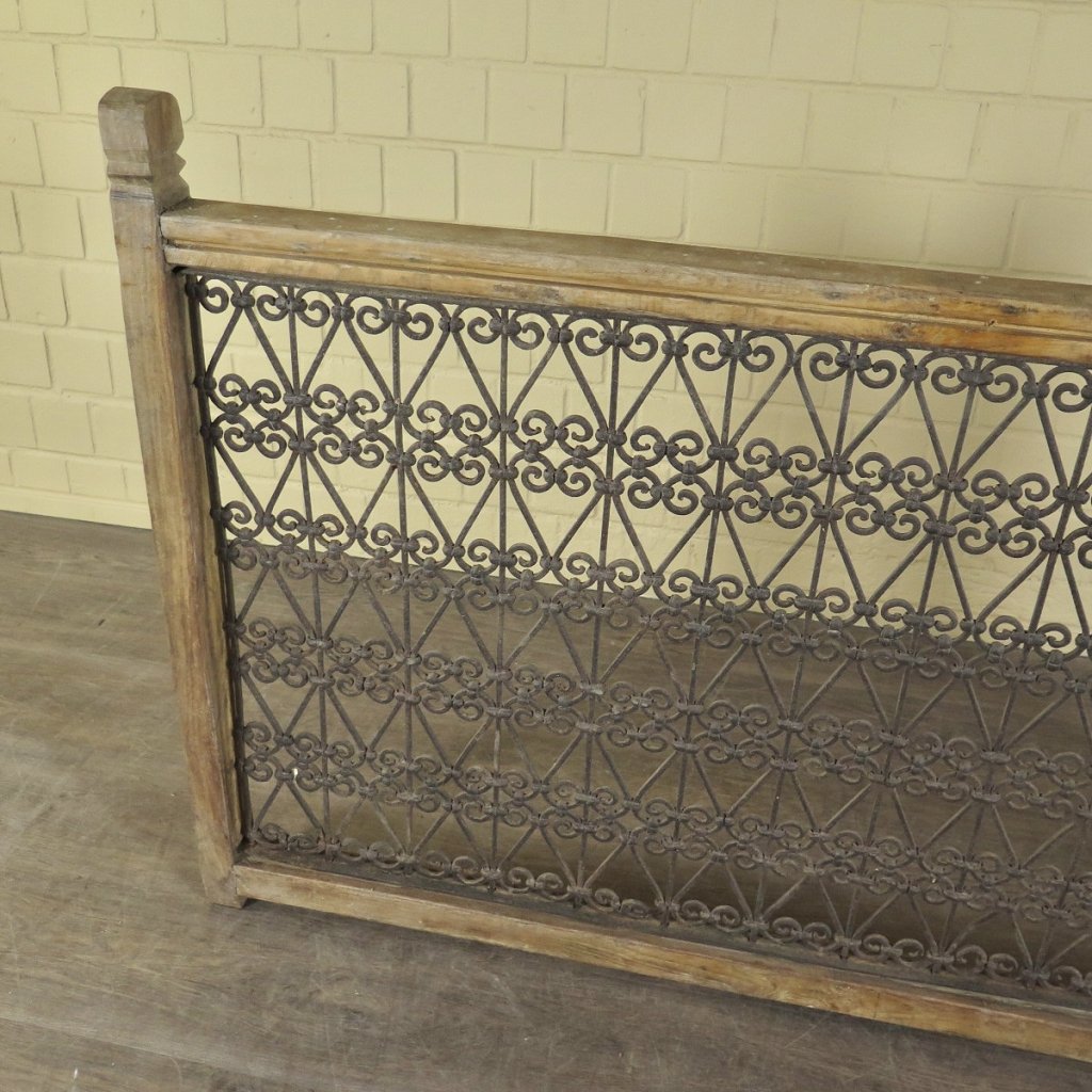 Balustrade 1,68 m Antik 1900 Teakholz Schmiedeeisen
