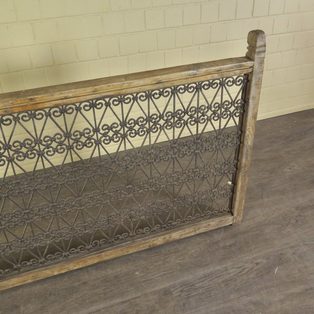 Balustrade 1,68 m Antik 1900 Teakholz Schmiedeeisen
