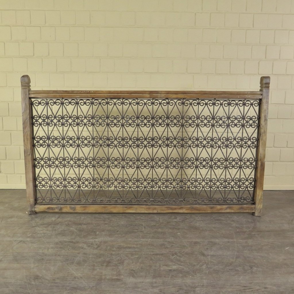 Balustrade 1,68 m Antik 1900 Teakholz Schmiedeeisen