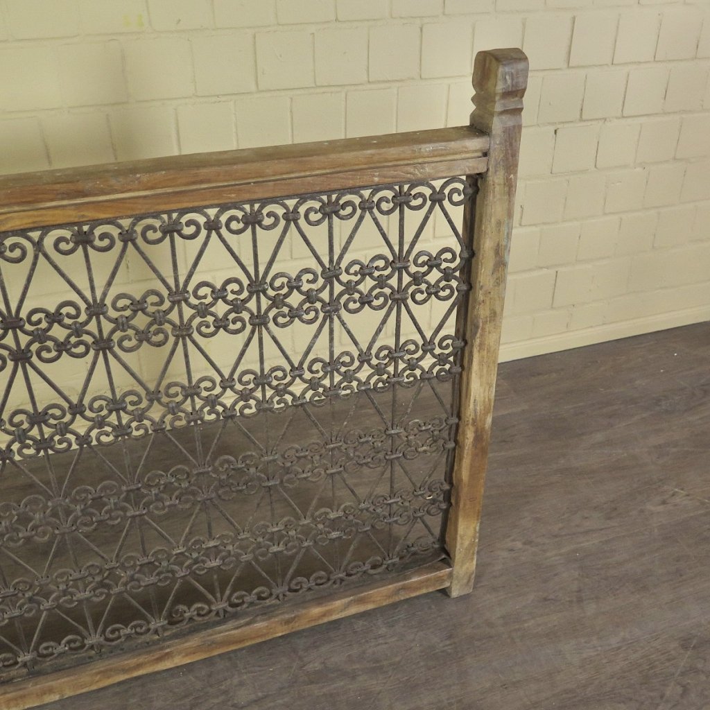 Balustrade 1,68 m Antik 1900 Teakholz Schmiedeeisen