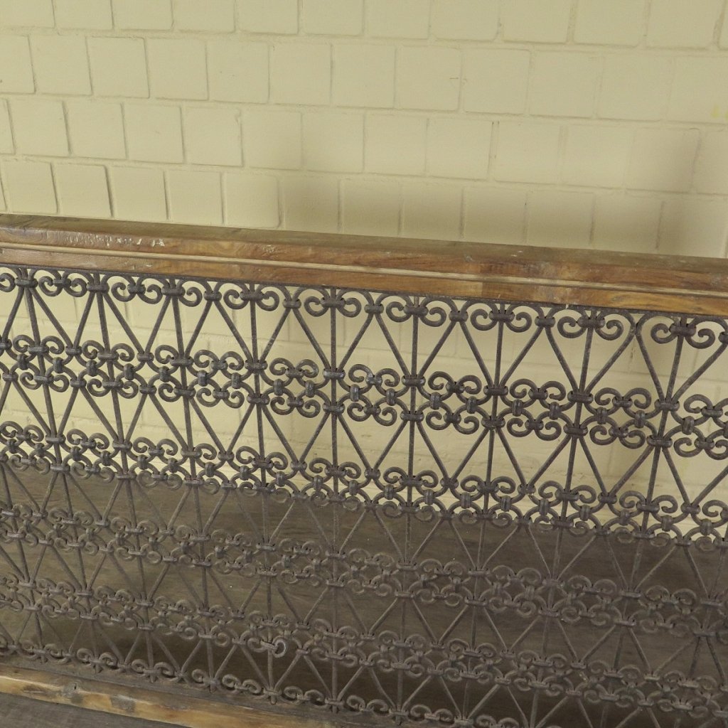 Balustrade 1,68 m Antik 1900 Teakholz Schmiedeeisen