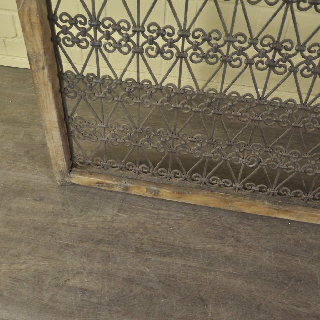Balustrade 1,68 m Antik 1900 Teakholz Schmiedeeisen