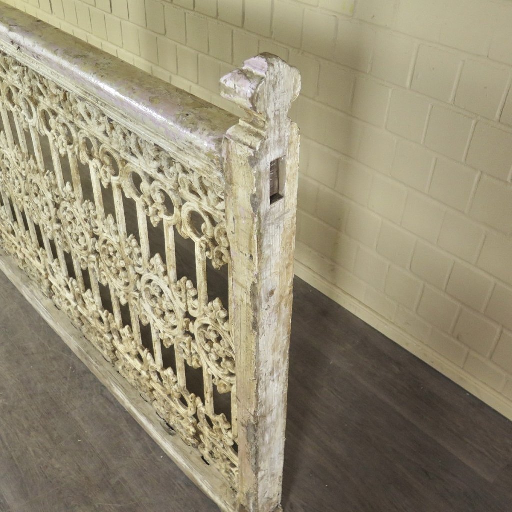 Balustrade 1,93 m Antik 1900 Teakholz Schmiedeeisen