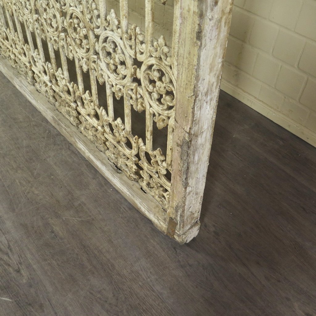 Balustrade 1,93 m Antik 1900 Teakholz Schmiedeeisen