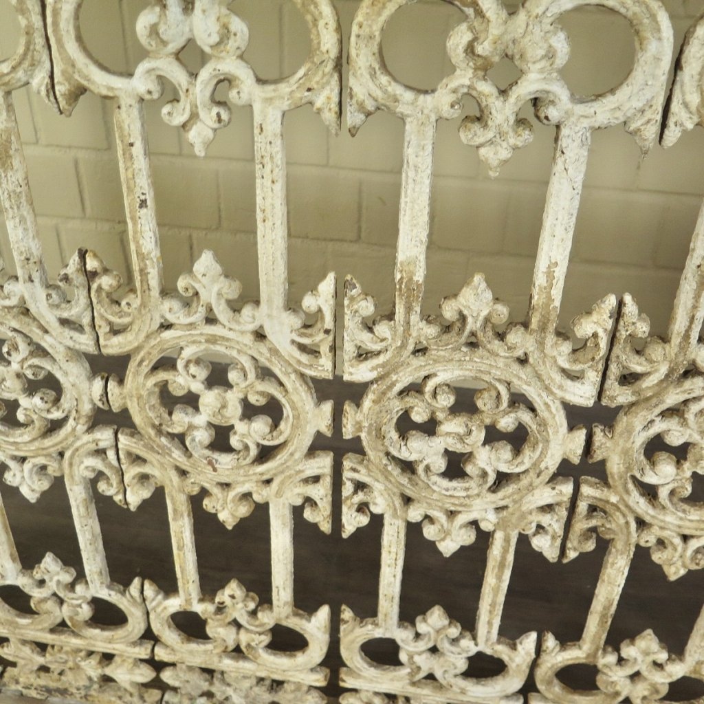 Balustrade 1,93 m Antik 1900 Teakholz Schmiedeeisen
