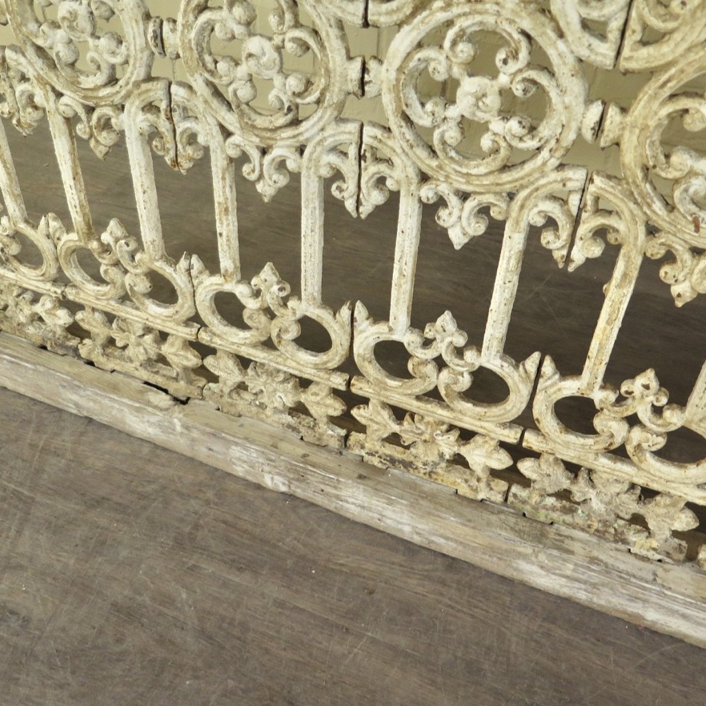 Balustrade 1,93 m Antik 1900 Teakholz Schmiedeeisen