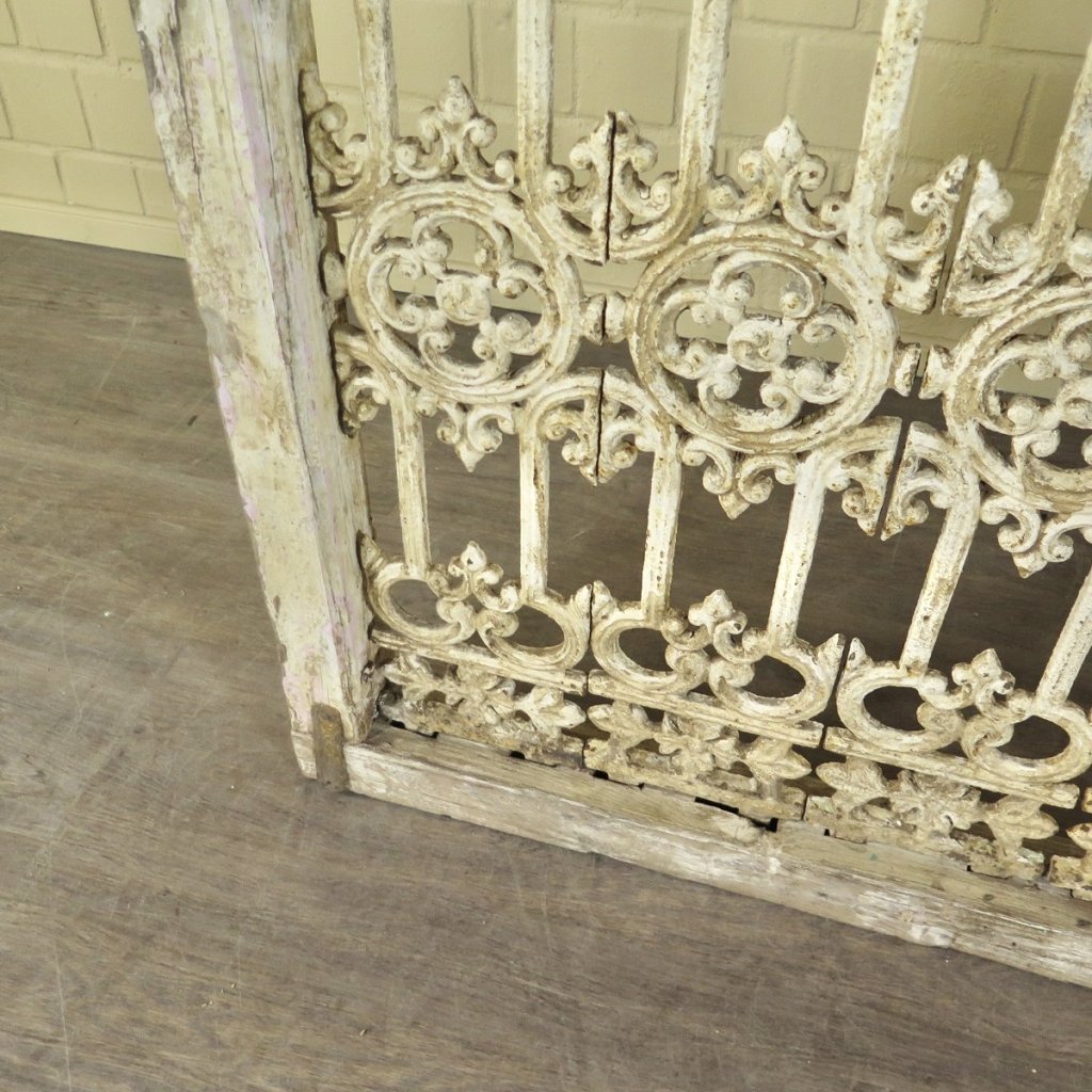 Balustrade 1,93 m Antik 1900 Teakholz Schmiedeeisen